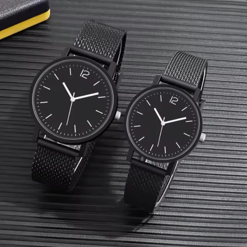 Black-Toned Couple Quartz Watch