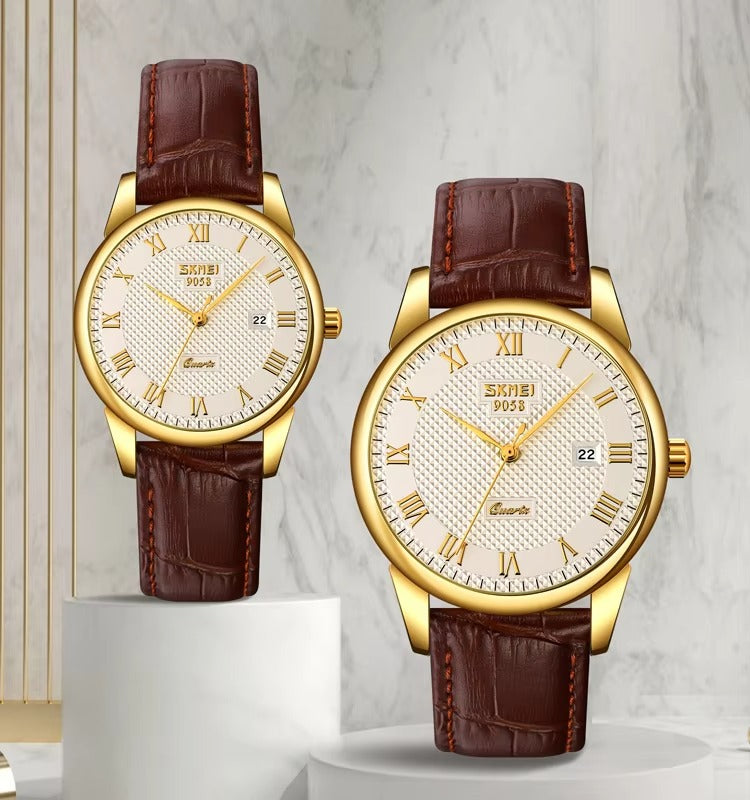 Classic Leather Business Couple Watch