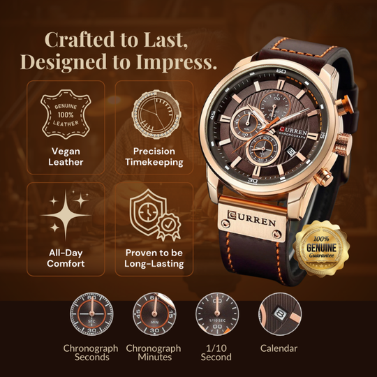 Elegant Quartz Watch with Leather Band