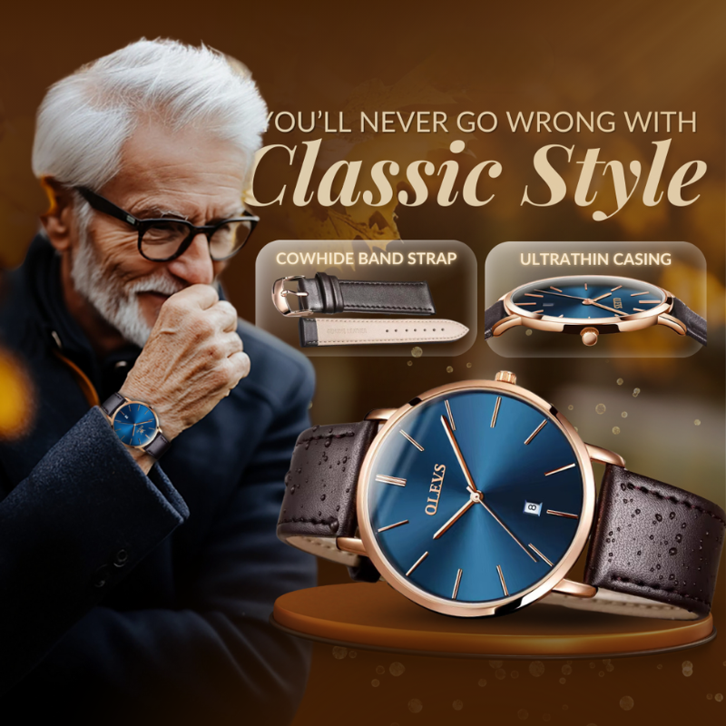 Leather Band Car Date Watch