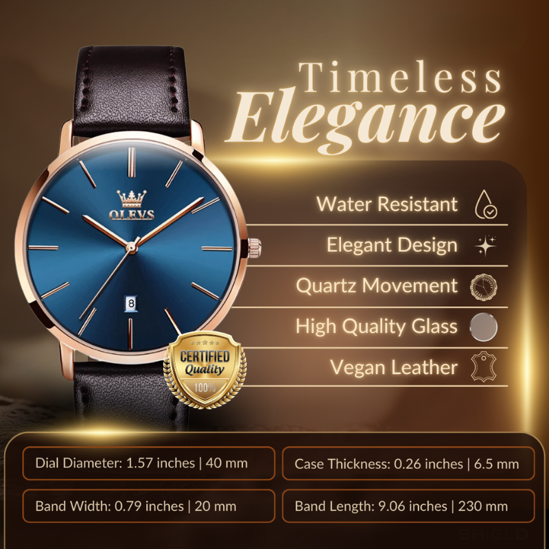 Leather Band Car Date Watch