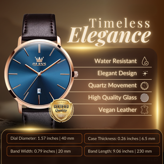 Leather Band Car Date Watch