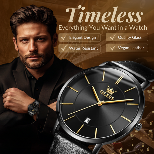 Leather Band Car Date Watch
