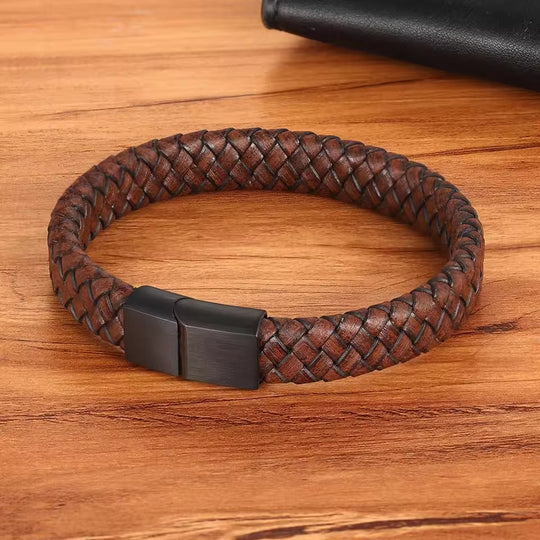 Leather Stainless Clasp Classic Bracelet