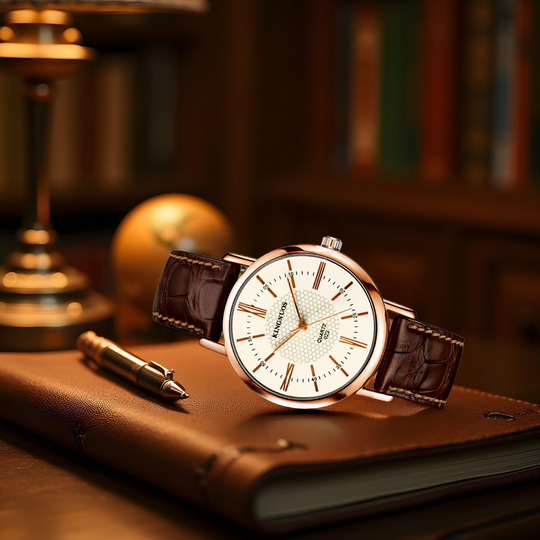 Leather Strap Quartz Wristwatch