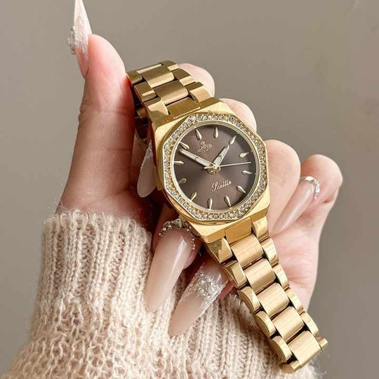 Stainless Octagonal Diamond Dainty Watch
